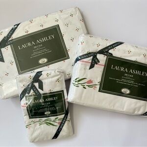 Vintage Laura Ashley Bed Sheets Pillow Cases Castleberry Pink 200 Cale NWT